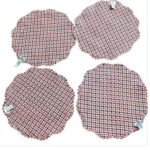 Nautica Gingham Reversible Placemats Set Of 4 Scalloped Embroidered Cotton
